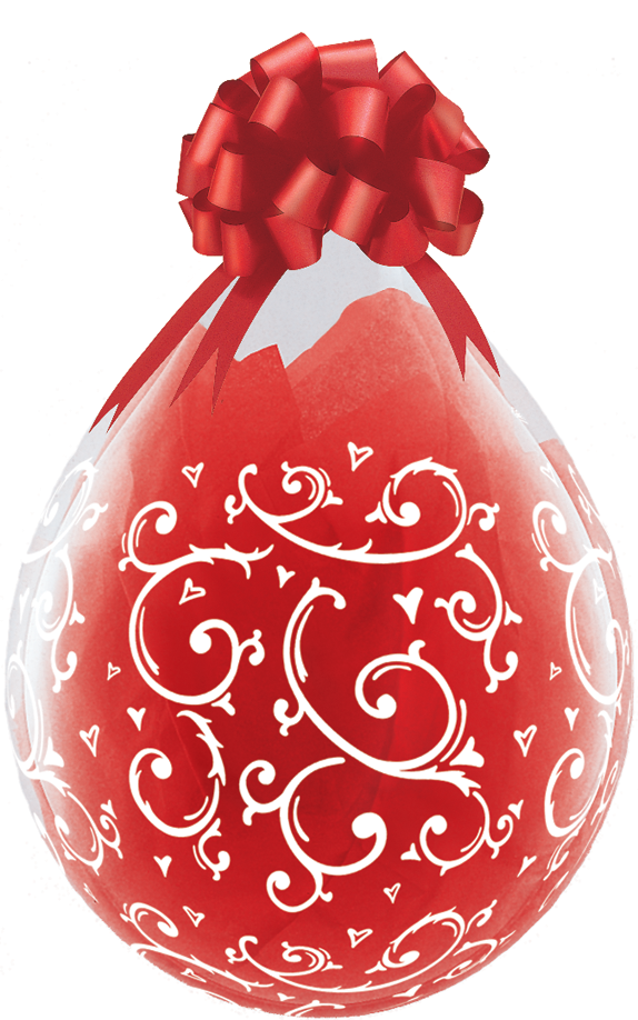 18" Filigree & Hearts-A-Round Clear Stuffing Balloon - 25ct 18" Filigree & Hearts-A-Round Clear Stuffing Balloon - 25ct
